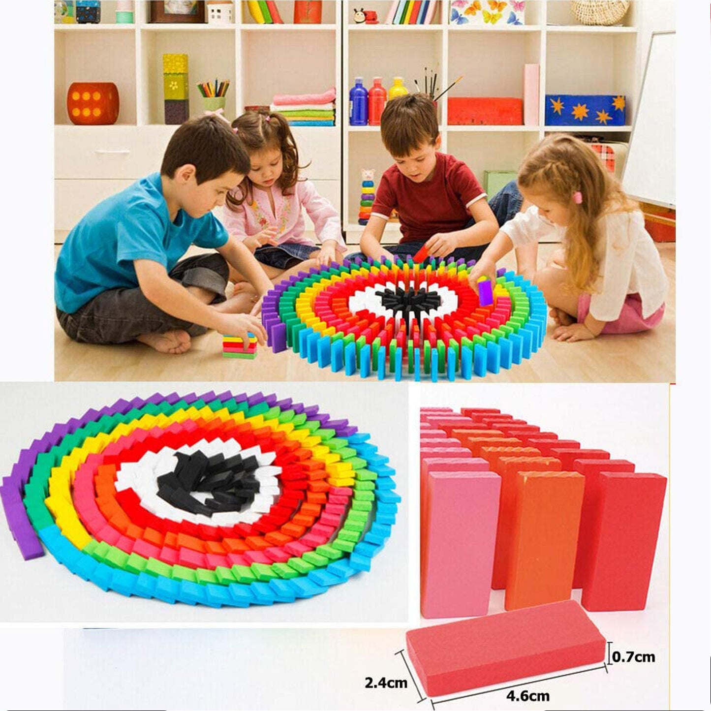 120pc Dominoes Blocks Set Multicolor Wooden Toy Building Indoor Game Toy.