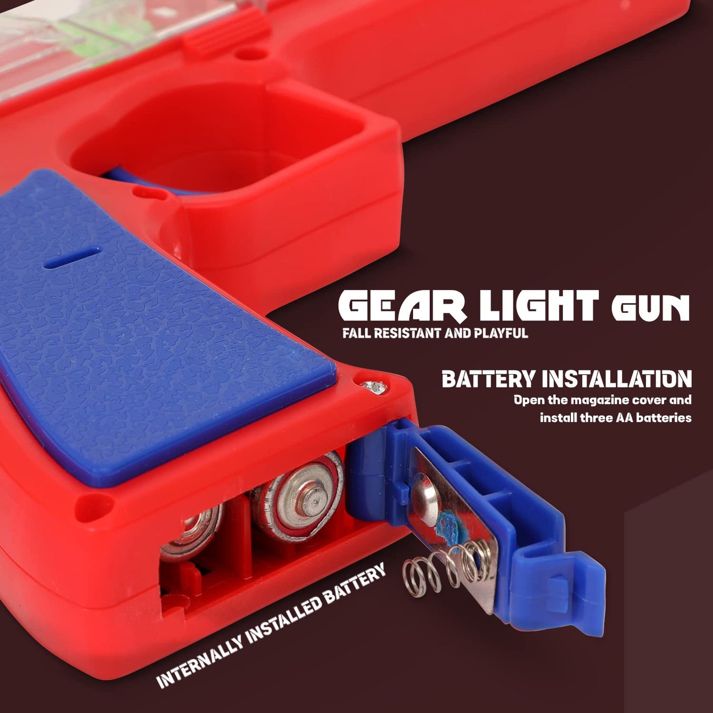 Plastic Gear Simulation Toy Gun For Kids Pretend Play Gun Toys With 3d Flashing Lights And Exciting Music Electric Laser Toy Guns With Rotating Gear Mechanism Toy For Birthday Gift For Kids 3+ Years (Pack Of 1)