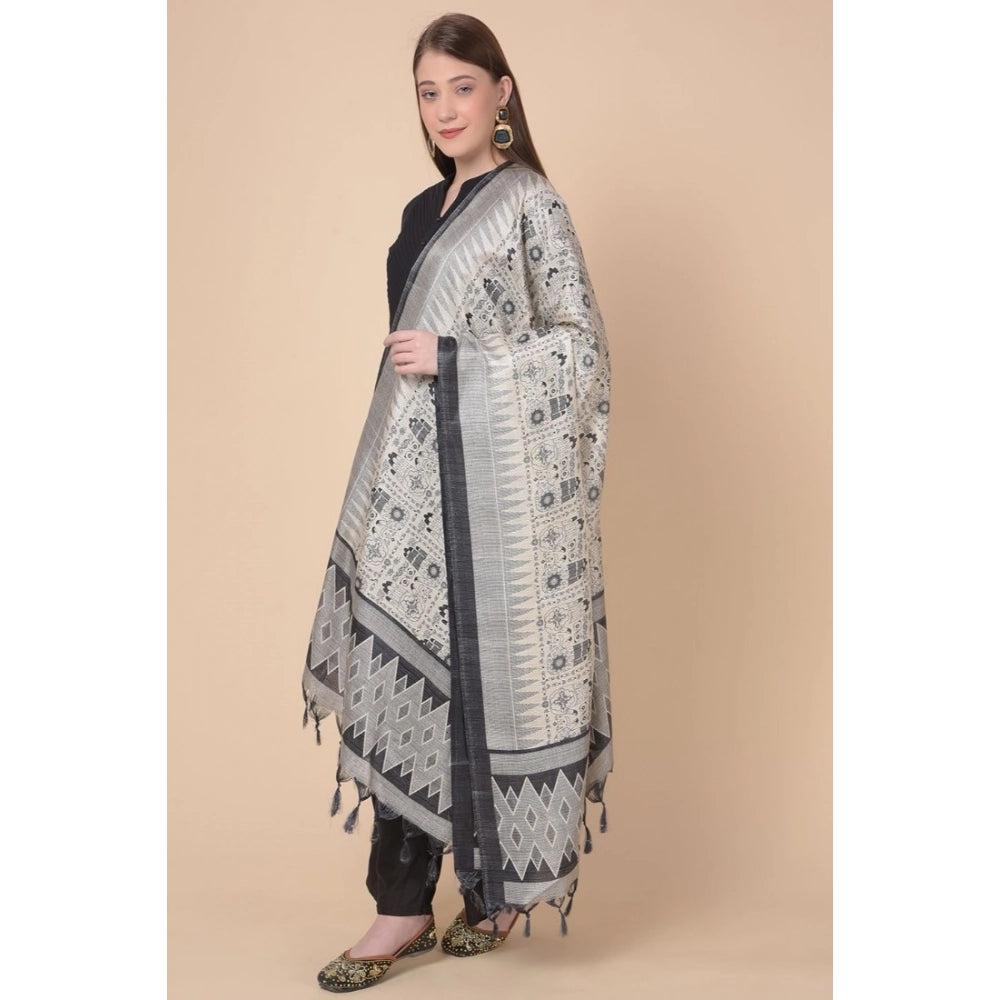 Generic Women's Art Silk Printed Dupatta (Multicolored, Length: 2.25 to 2.50 Mtr)