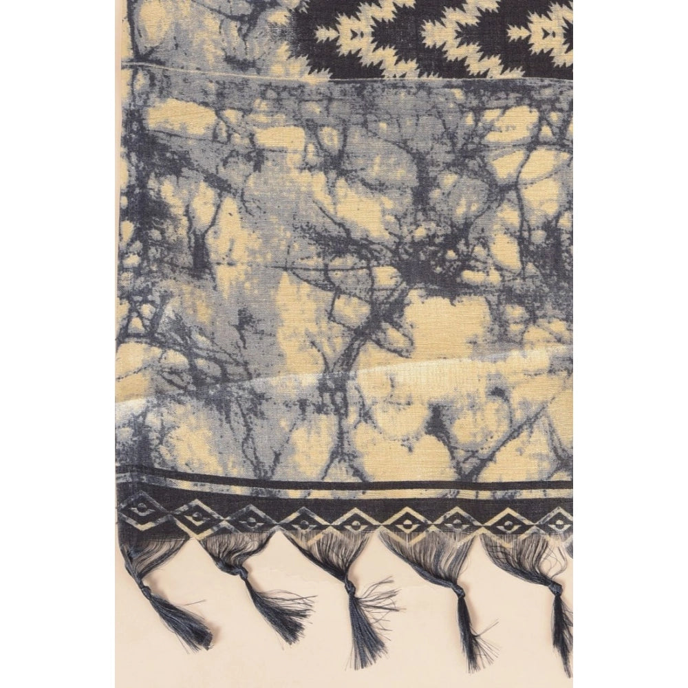 Generic Women's Art Silk Printed Dupatta (Black, Length: 2.25 to 2.50 Mtr)