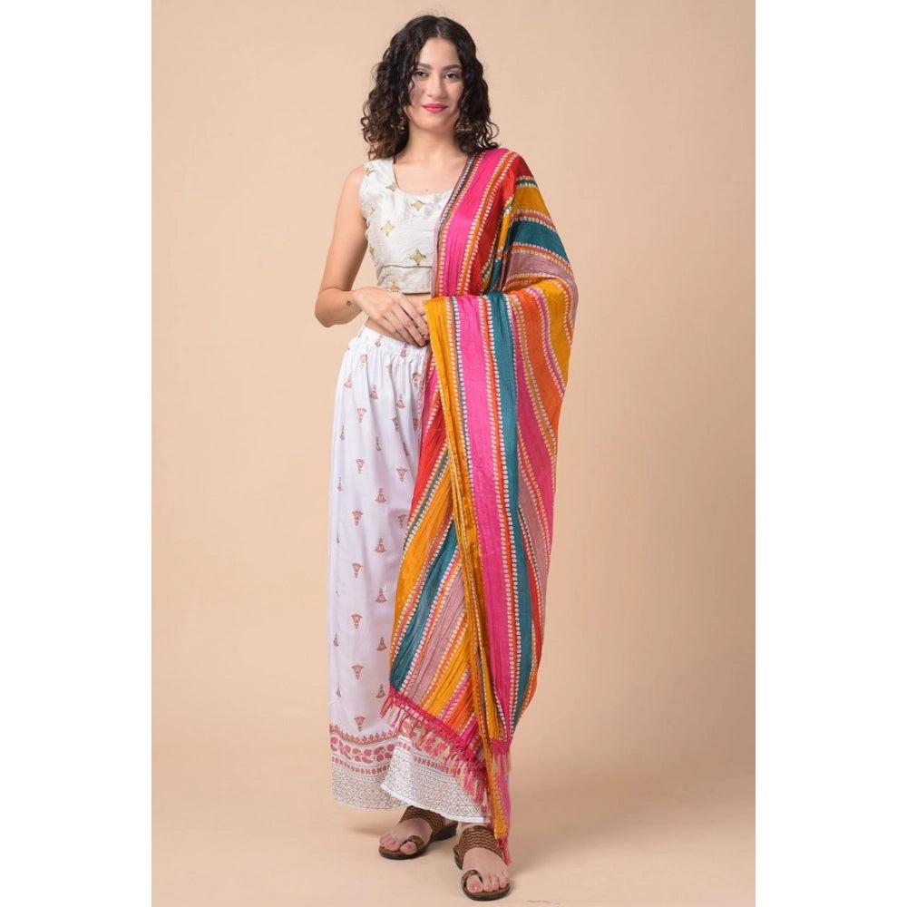 Generic Women's Chanderi Printed Dupatta (Multicolor, Length: 2.25 to 2.50 Mtr)