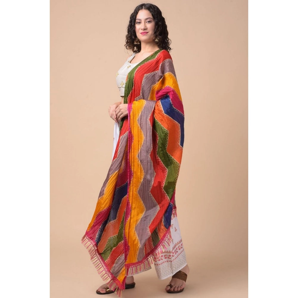 Generic Women's Chanderi Printed Dupatta (Multicolor, Length: 2.25 to 2.50 Mtr)