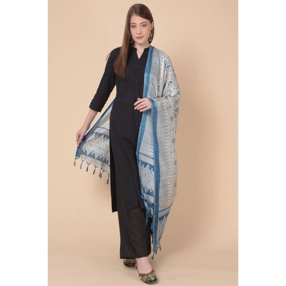 Generic Women's Art Silk Printed Dupatta (Turquoise, Length: 2.25 to 2.50 Mtr)