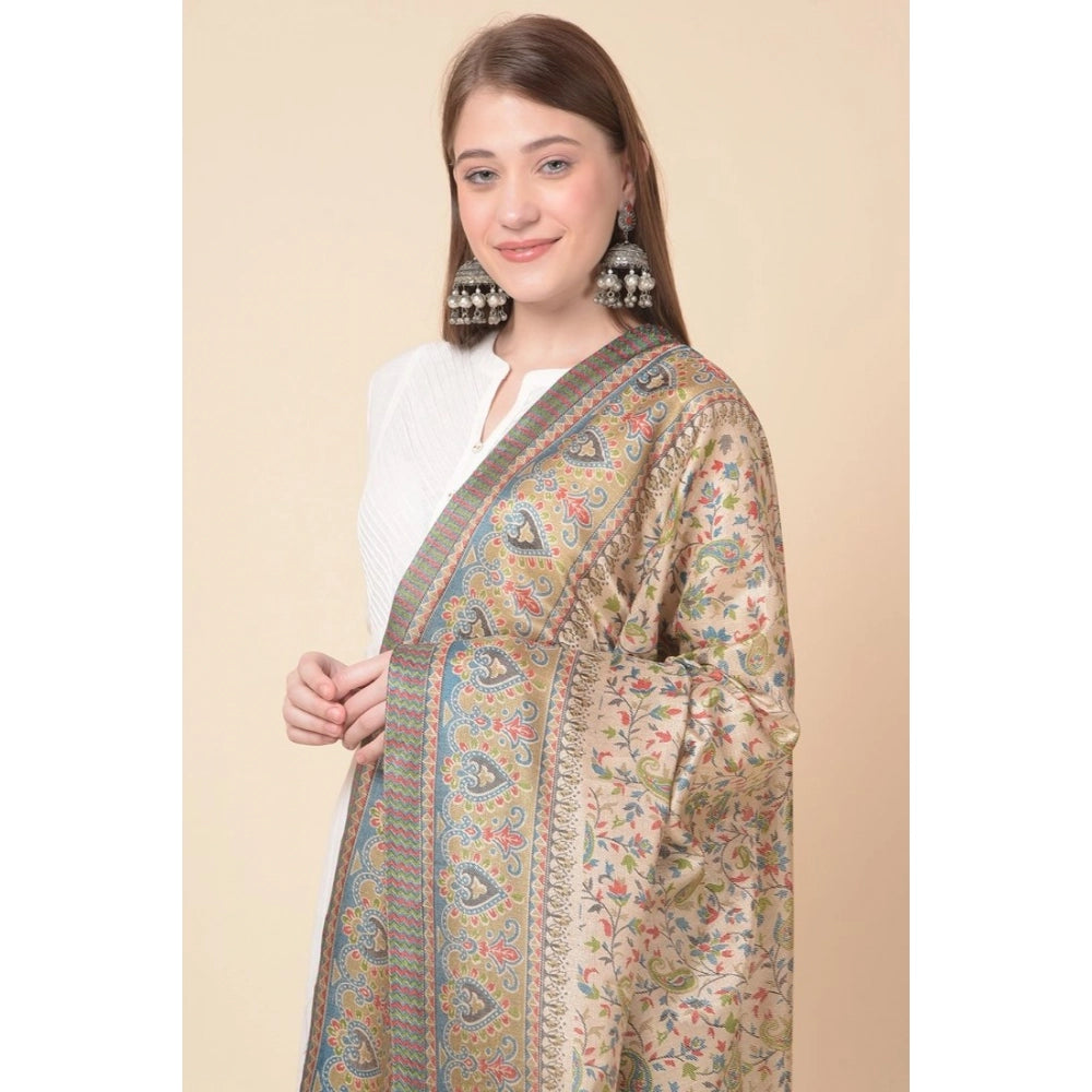 Generic Women's Art Silk Printed Dupatta (Light Brown, Length: 2.25 to 2.50 Mtr)