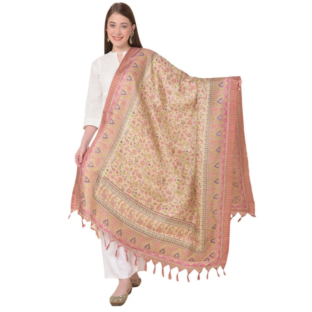 Generic Women's Art Silk Printed Dupatta (Pink, Length: 2.25 to 2.50 Mtr)