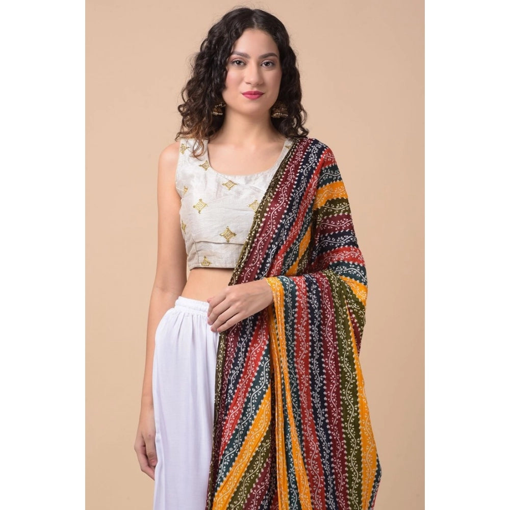 Generic Women's Chanderi Printed Dupatta (Multicolor, Length: 2.25 to 2.50 Mtr)