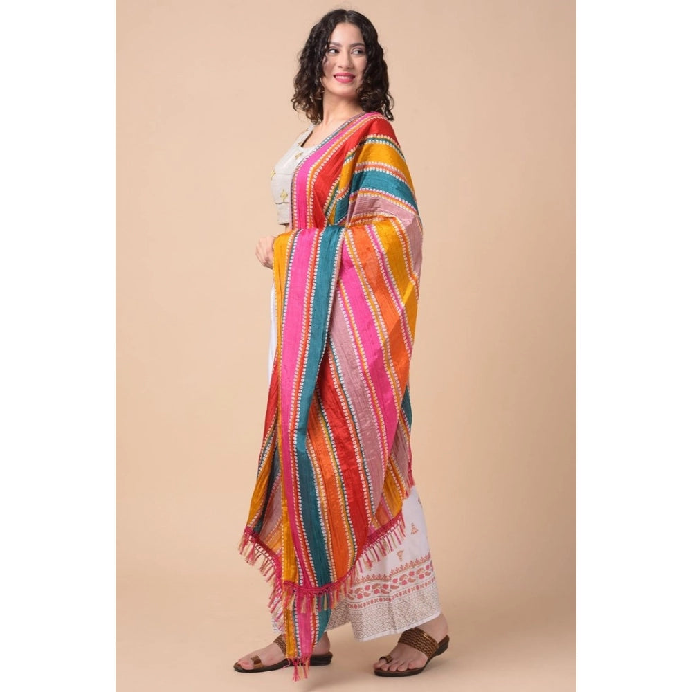 Generic Women's Chanderi Printed Dupatta (Multicolor, Length: 2.25 to 2.50 Mtr)