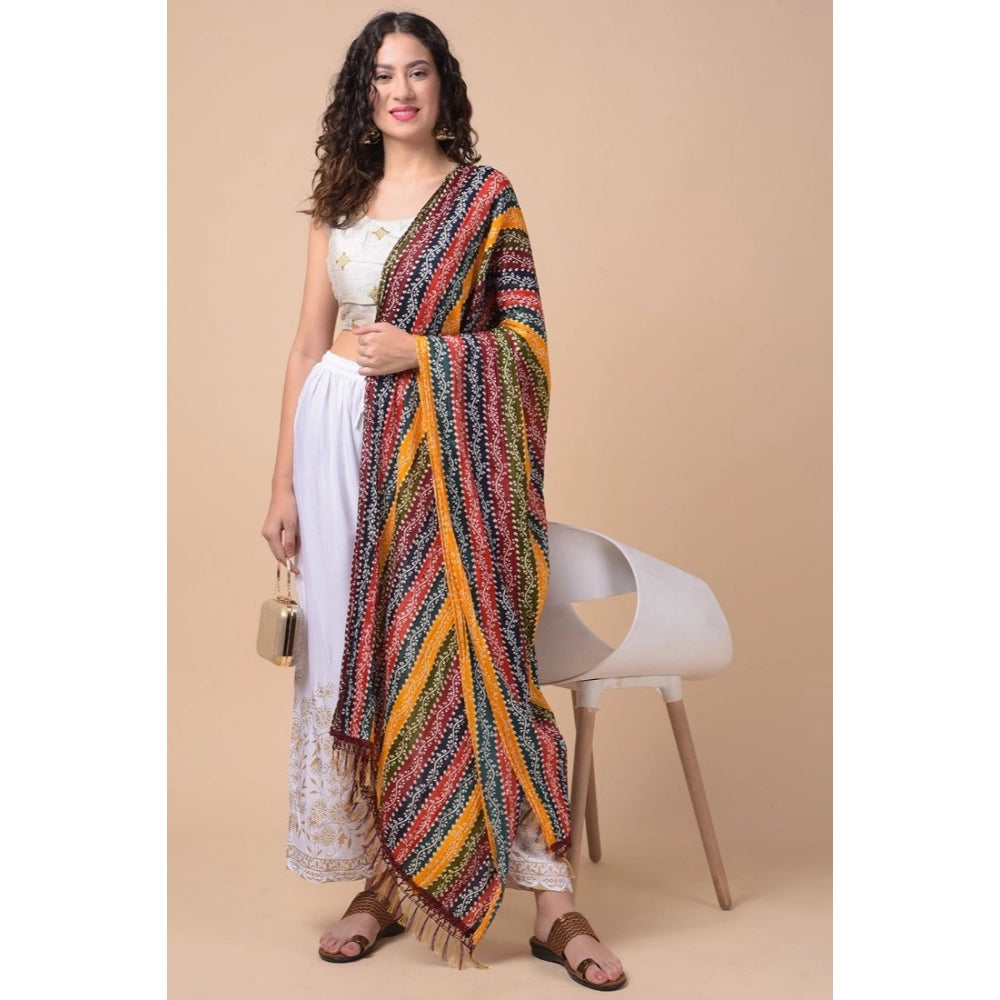 Generic Women's Chanderi Printed Dupatta (Multicolor, Length: 2.25 to 2.50 Mtr)