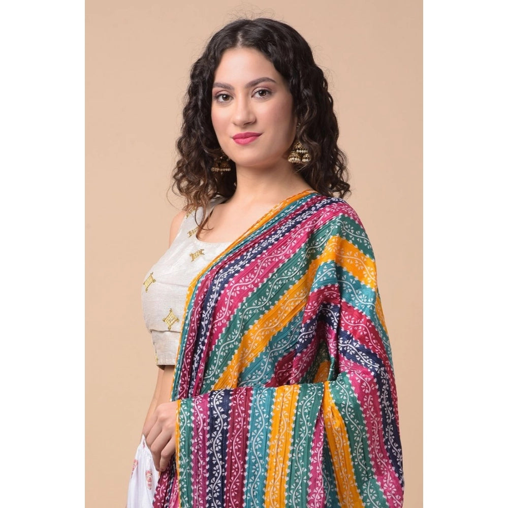 Generic Women's Chanderi Printed Dupatta (Multicolor, Length: 2.25 to 2.50 Mtr)
