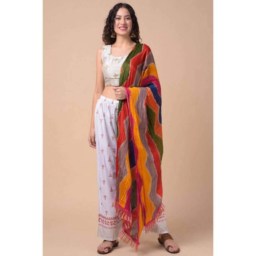 Generic Women's Chanderi Printed Dupatta (Multicolor, Length: 2.25 to 2.50 Mtr)