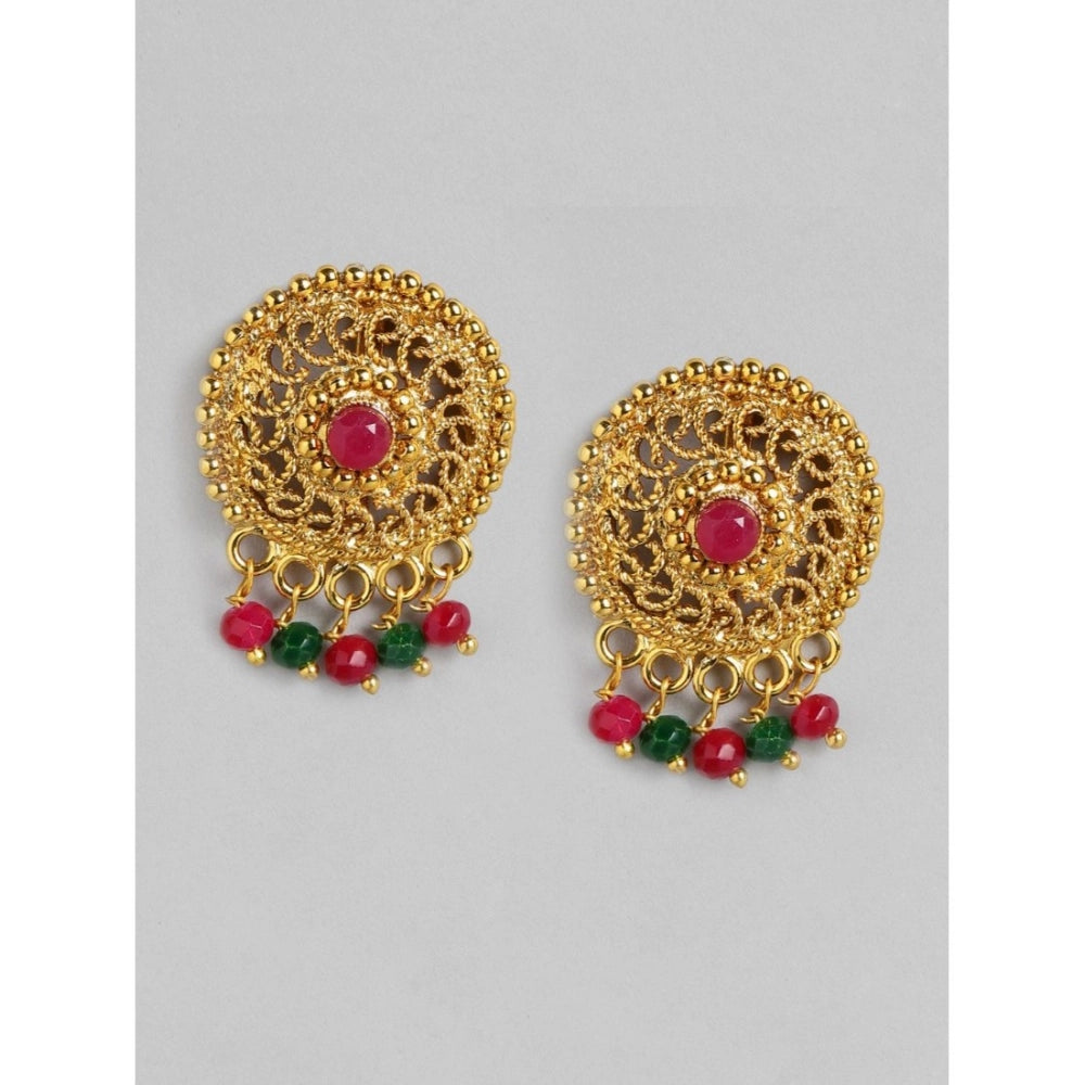 Generic Women's Rose Gold Plated Alloy Necklace & Earings Set (Multicolor)