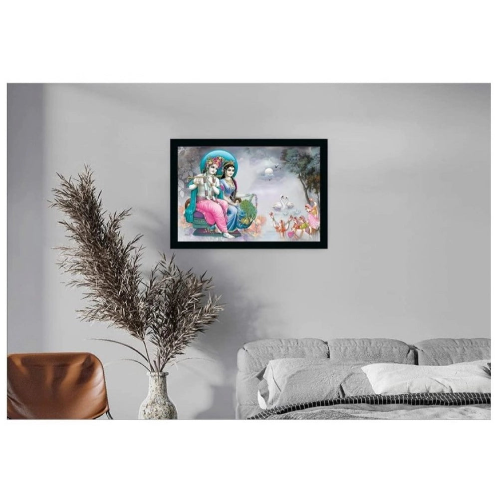 Generic Radha Krishna Painting with Synthetic Photo Frame (Multicolor)