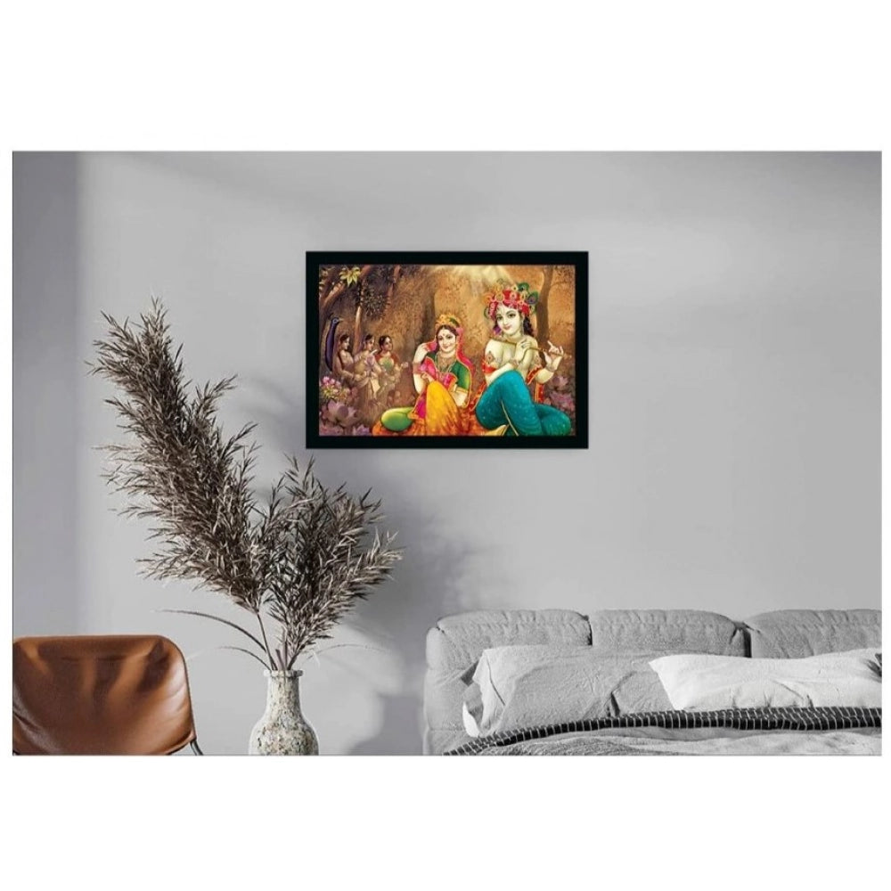 Generic Radha Krishna Painting with Synthetic Photo Frame (Multicolor)