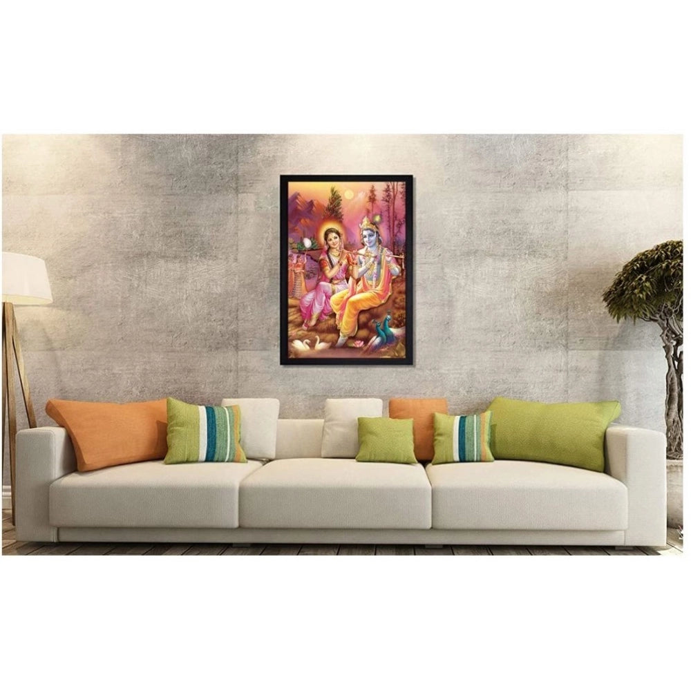 Generic Radha Krishna Painting with Synthetic Photo Frame (Multicolor)