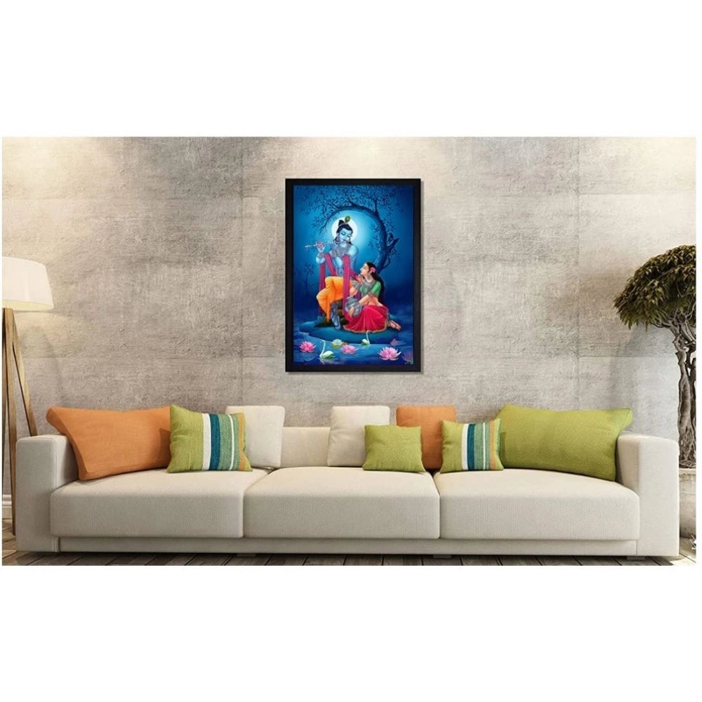 Generic Radha Krishna Painting with Synthetic Photo Frame (Multicolor)