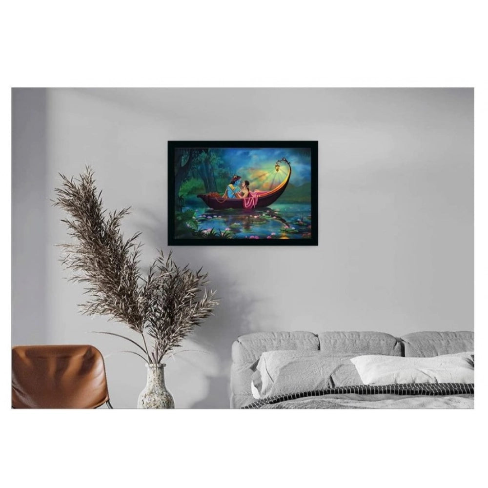 Generic Radha Krishna Painting with Synthetic Photo Frame (Multicolor)