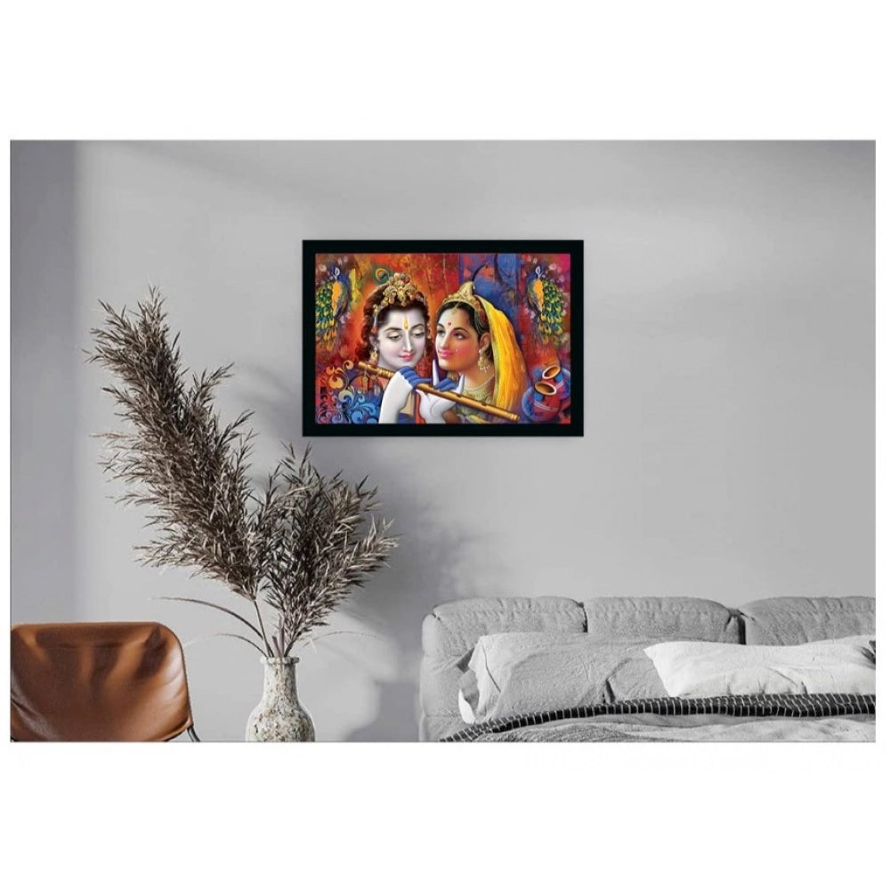 Generic Radha Krishna Painting with Synthetic Photo Frame (Multicolor)