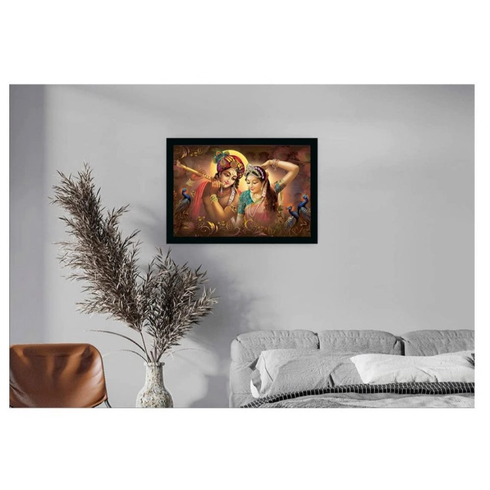 Generic Radha Krishna Painting with Synthetic Photo Frame (Multicolor)