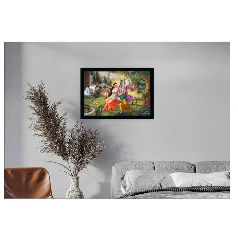 Generic Radha Krishna Painting with Synthetic Photo Frame (Multicolor)