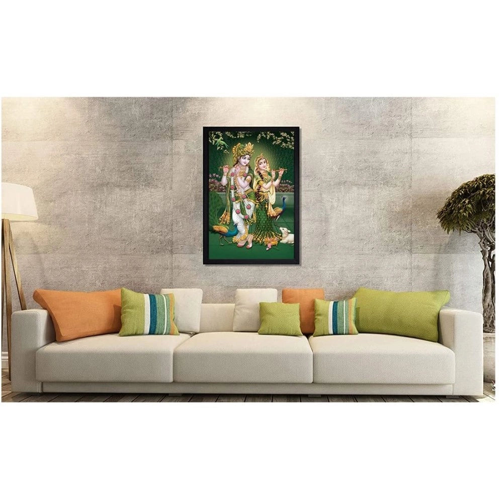Generic Radha Krishna Painting with Synthetic Photo Frame (Multicolor)