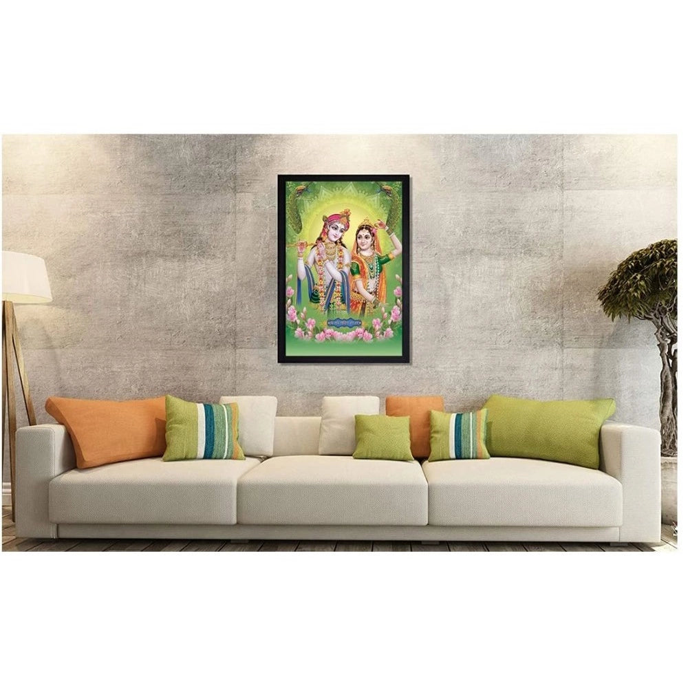 Generic Radha Krishna Painting with Synthetic Photo Frame (Multicolor)
