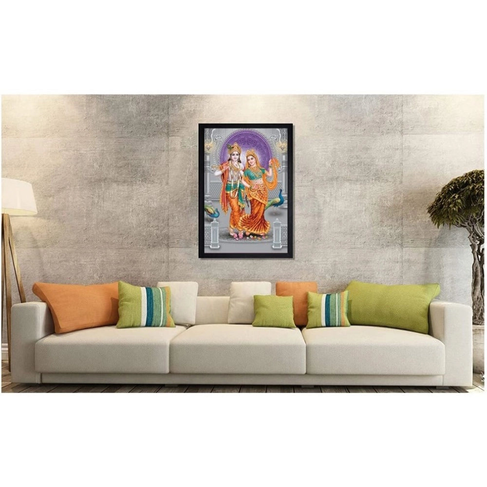 Generic Radha Krishna Painting with Synthetic Photo Frame (Multicolor)