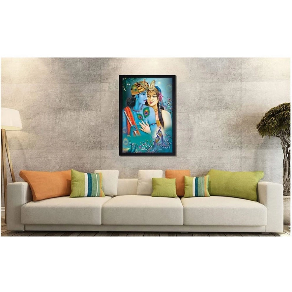 Generic Radha Krishna Painting with Synthetic Photo Frame (Multicolor)