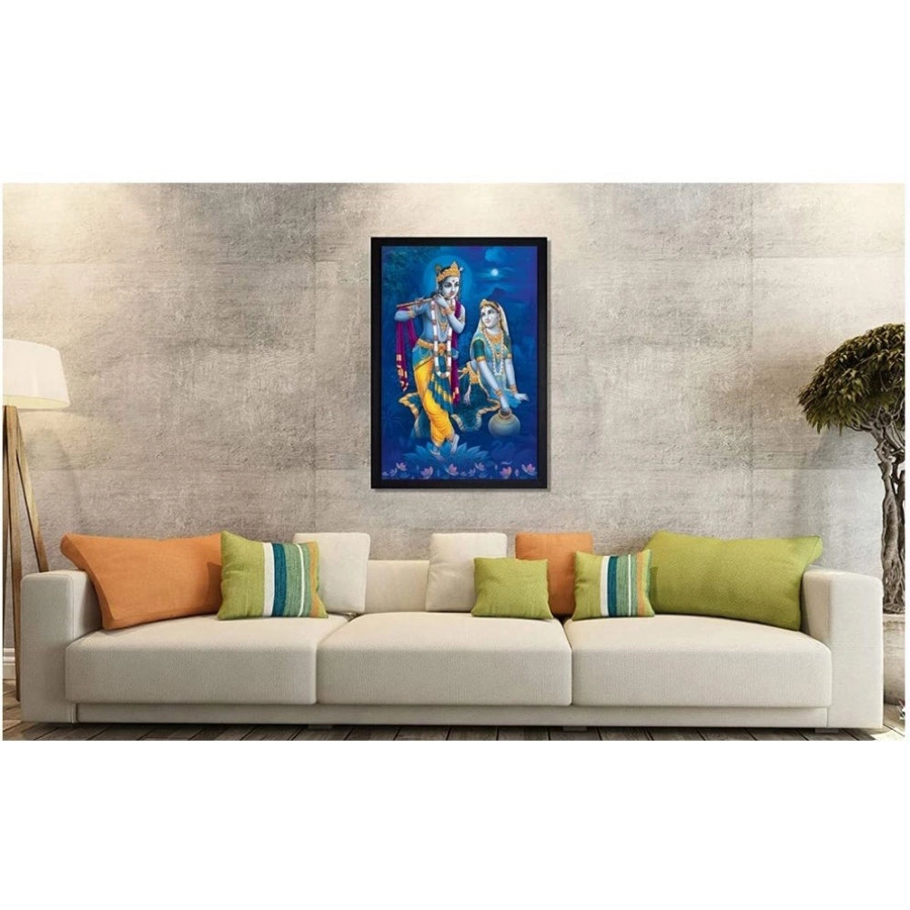 Generic Radha Krishna Painting with Synthetic Photo Frame (Multicolor)