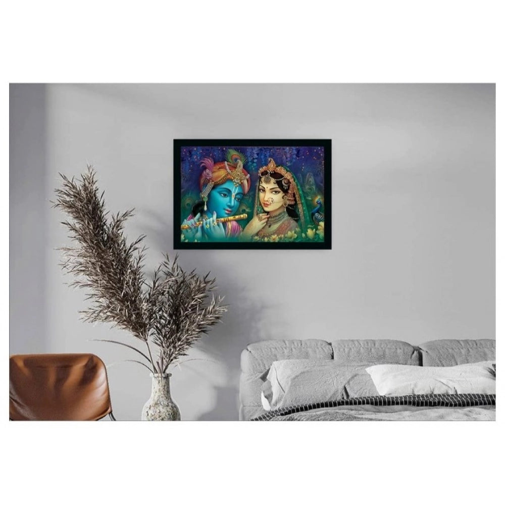 Generic Radha Krishna Painting with Synthetic Photo Frame (Multicolor)