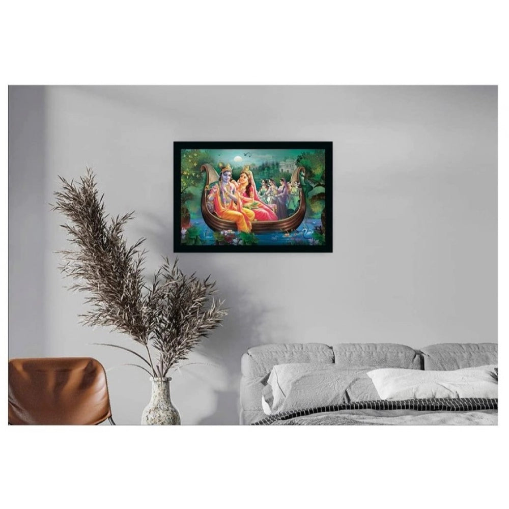 Generic Radha Krishna Painting with Synthetic Photo Frame (Multicolor)
