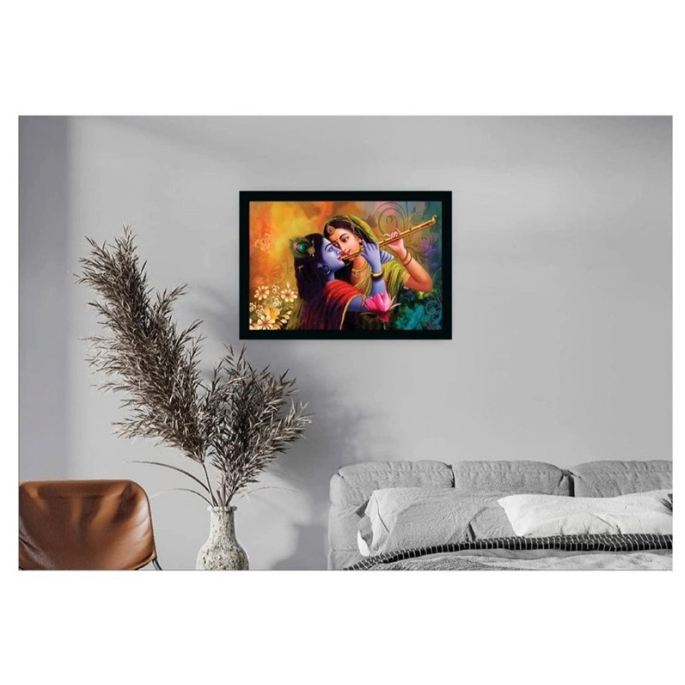 Generic Radha Krishna Painting with Synthetic Photo Frame (Multicolor)