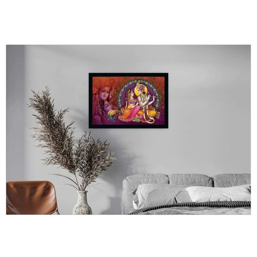 Generic Radha Krishna Painting with Synthetic Photo Frame (Multicolor)
