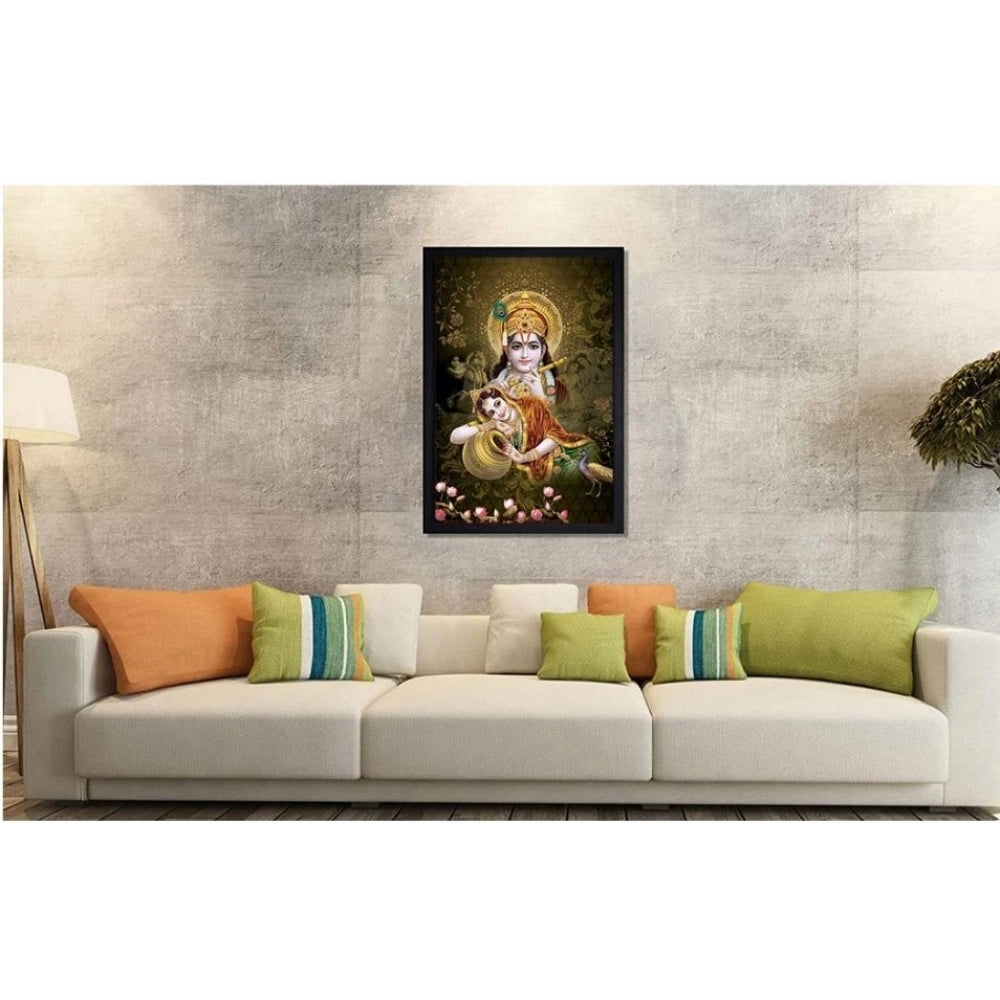 Generic Radha Krishna Painting with Synthetic Photo Frame (Multicolor)