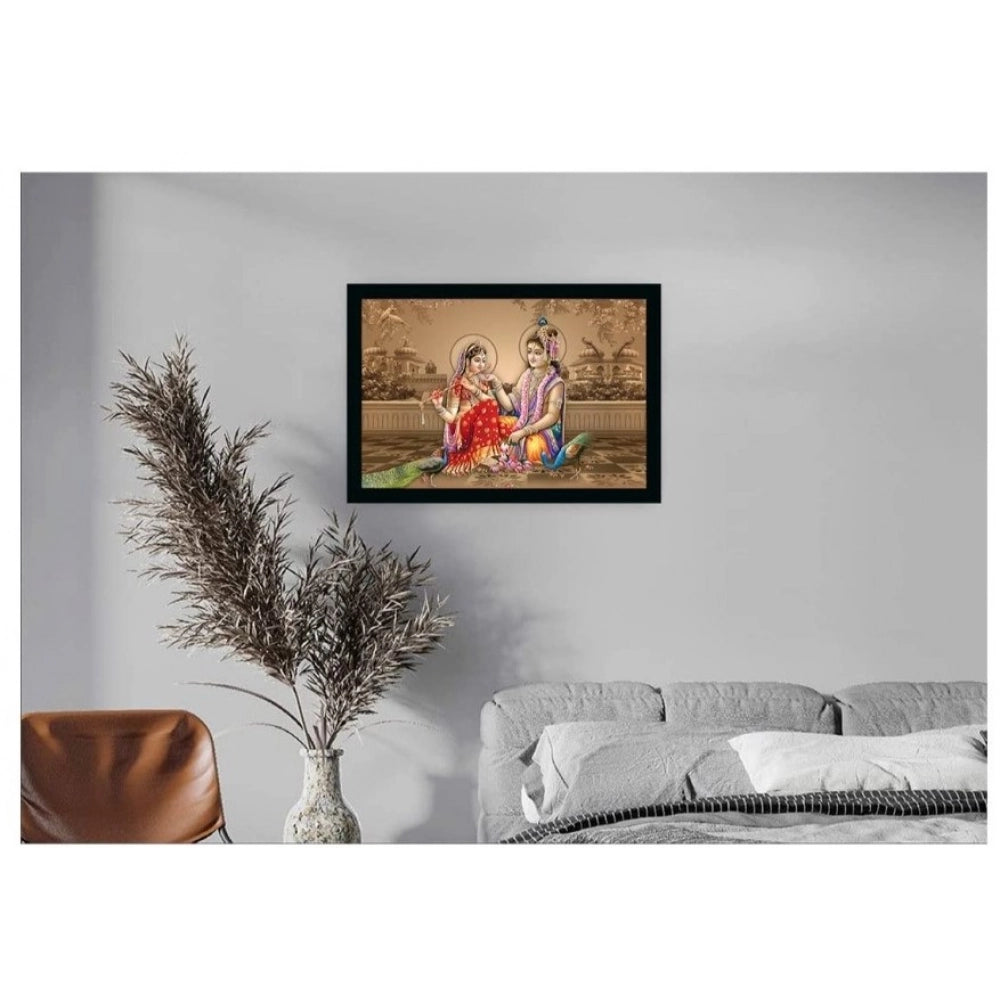 Generic Radha Krishna Painting with Synthetic Photo Frame (Multicolor)