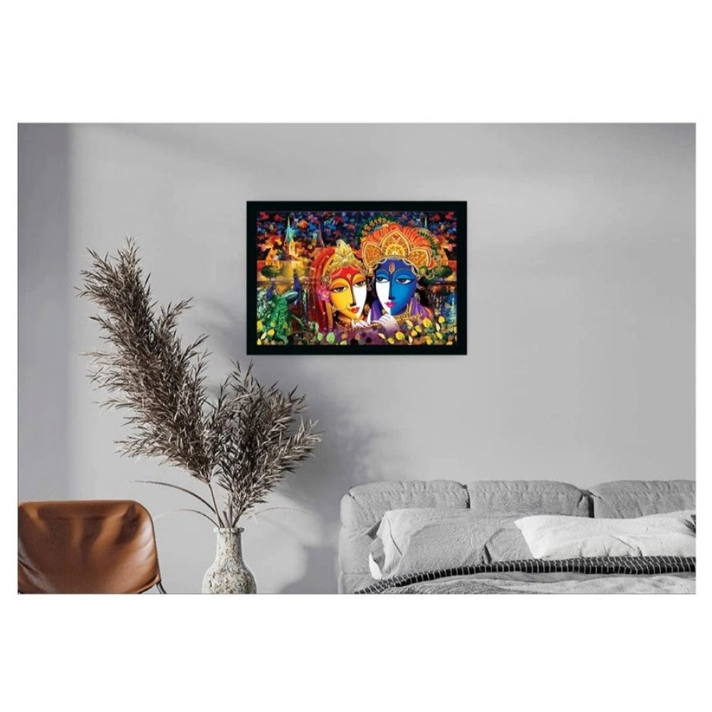 Generic Radha Krishna Painting with Synthetic Photo Frame (Multicolor)