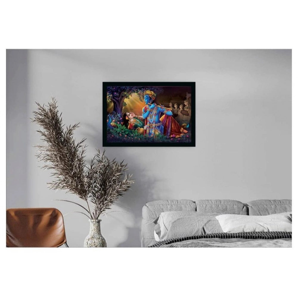 Generic Radha Krishna Painting with Synthetic Photo Frame (Multicolor)