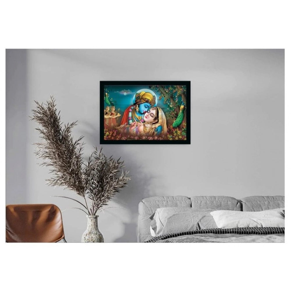 Generic Radha Krishna Painting with Synthetic Photo Frame (Multicolor)