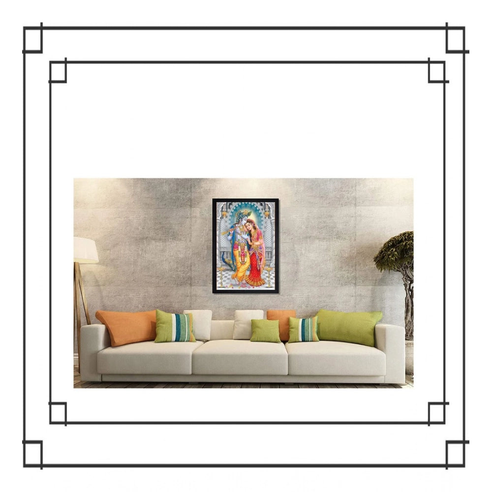 Generic Radha Krishna Painting with Synthetic Photo Frame (Multicolor)