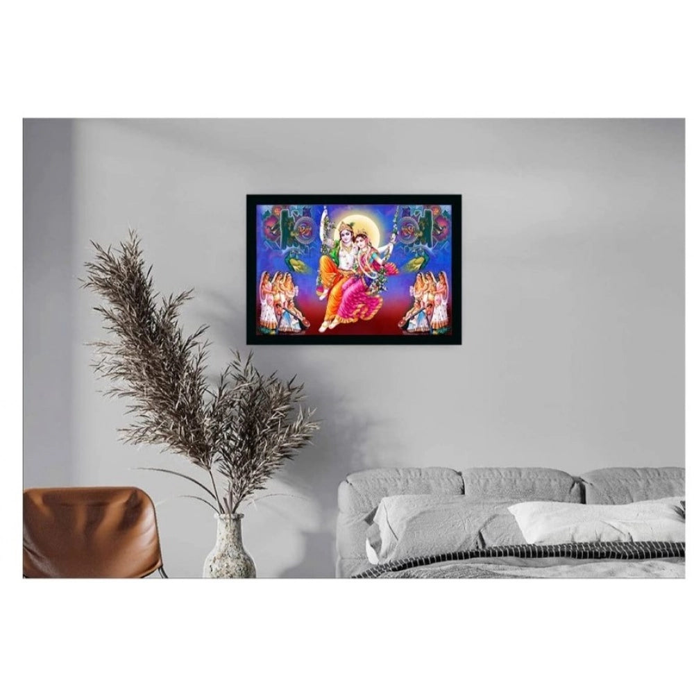 Generic Radha Krishna Painting with Synthetic Photo Frame (Multicolor)