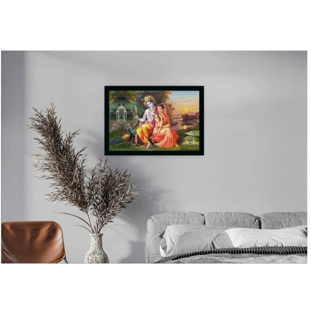 Generic Radha Krishna Painting with Synthetic Photo Frame (Multicolor)