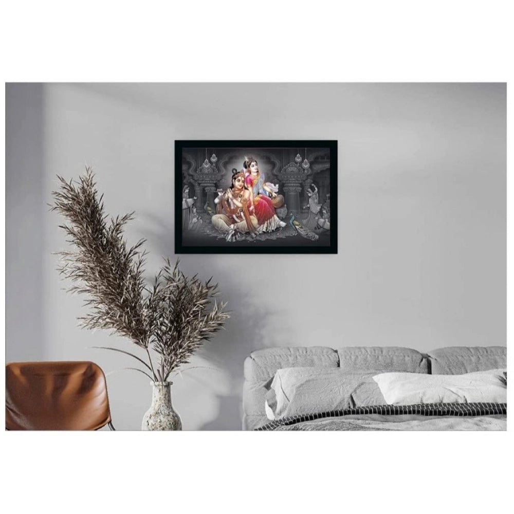Generic Radha Krishna Painting with Synthetic Photo Frame (Multicolor)