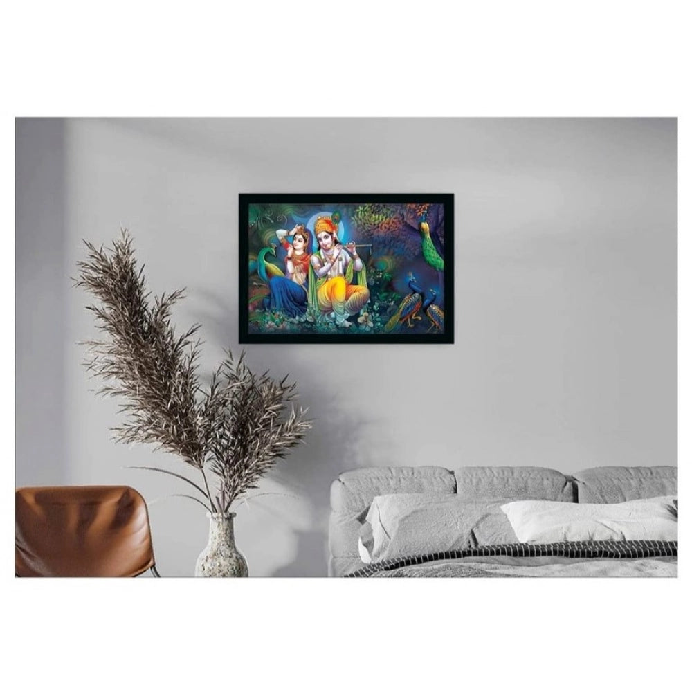 Generic Radha Krishna Painting with Synthetic Photo Frame (Multicolor)