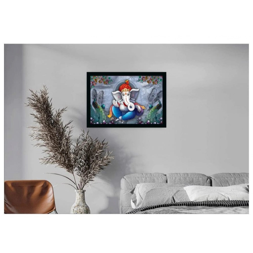 Generic Ganesha Painting with Synthetic photo Frame (Multicolor)