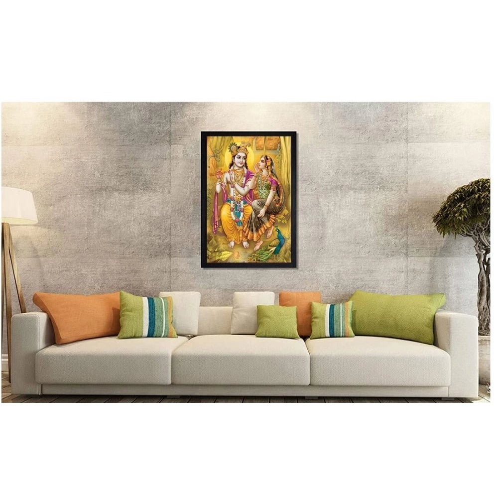 Generic Radha Krishna Painting with Synthetic Photo Frame (Multicolor)
