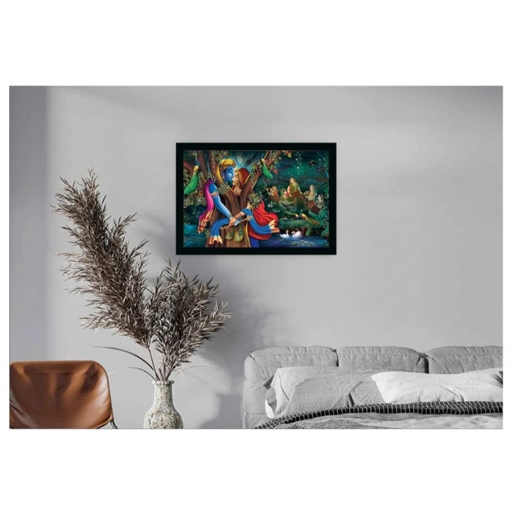 Generic Radha Krishna Painting with Synthetic Photo Frame (Multicolor)