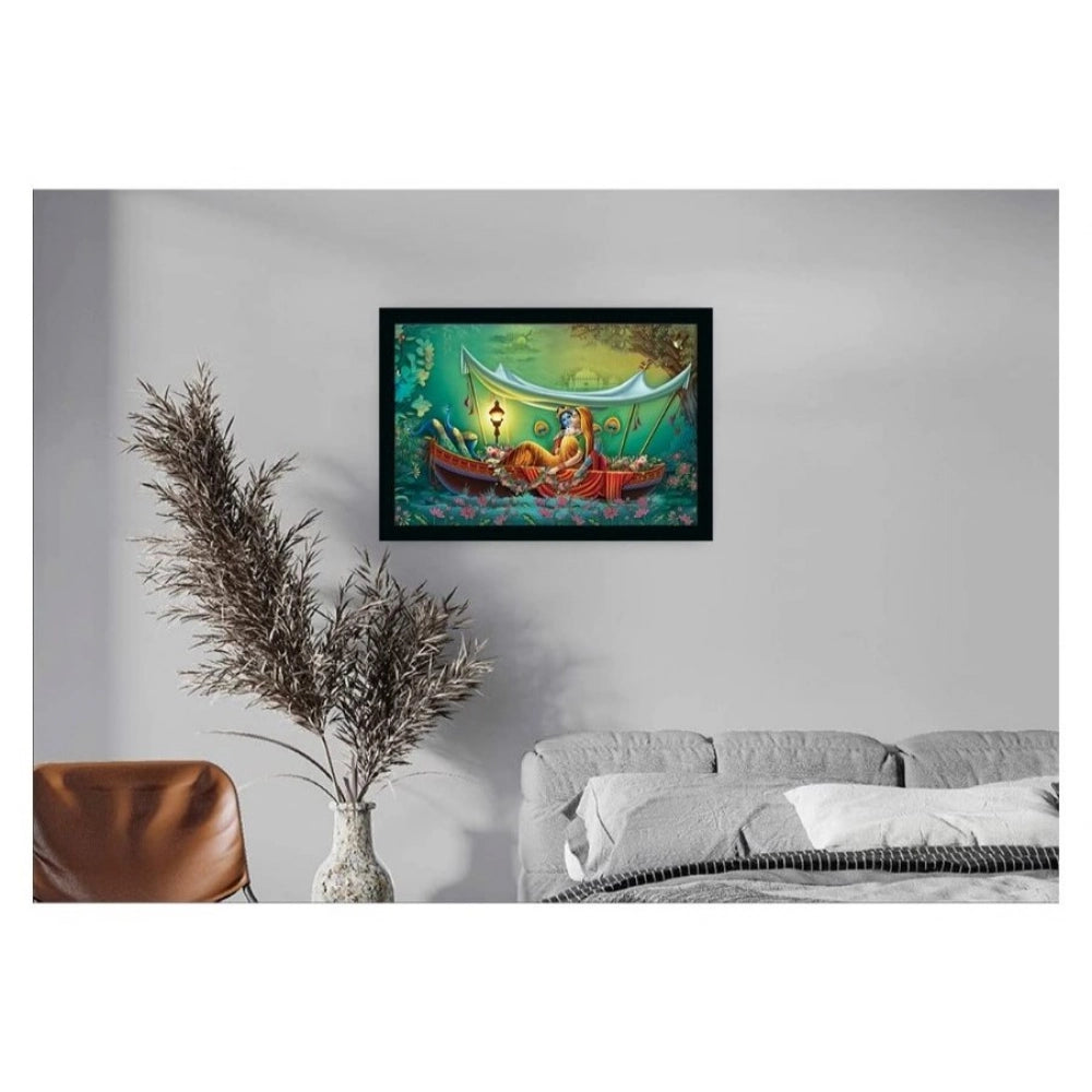 Generic Radha Krishna Painting with Synthetic Photo Frame (Multicolor)
