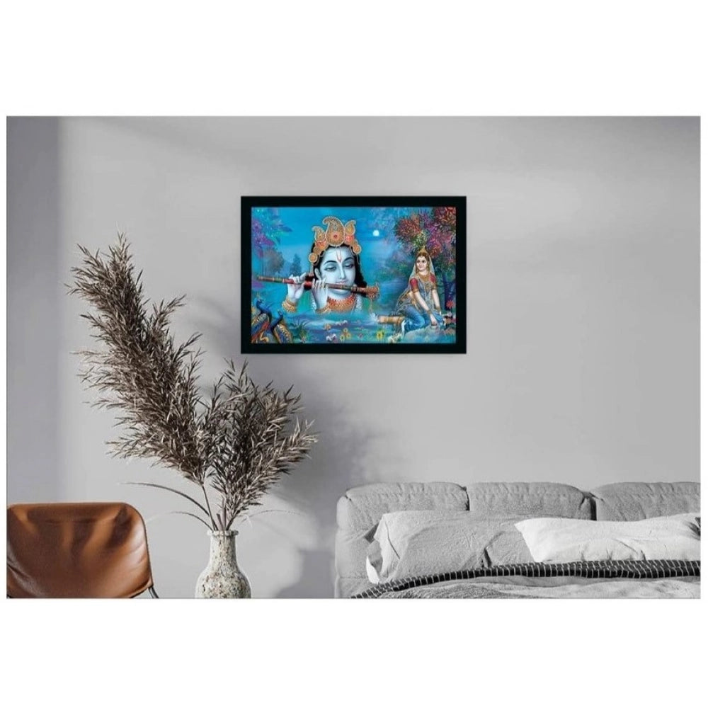 Generic Radha Krishna Painting with Synthetic Photo Frame (Multicolor)