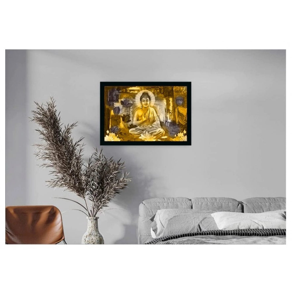 Generic Lord Buddha Paintingwith Synthetic Photo Frame (Multicolor)