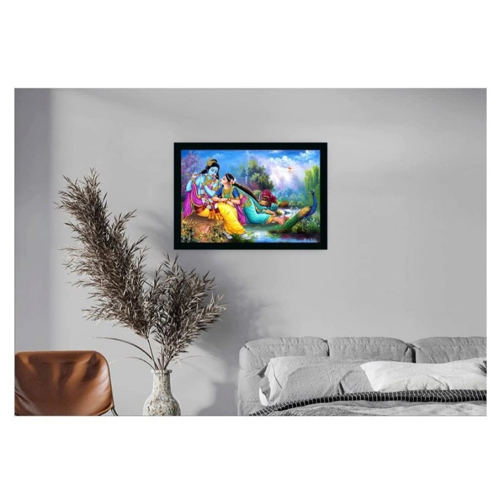 Generic Radha Krishna Painting with Synthetic Photo Frame (Multicolor)