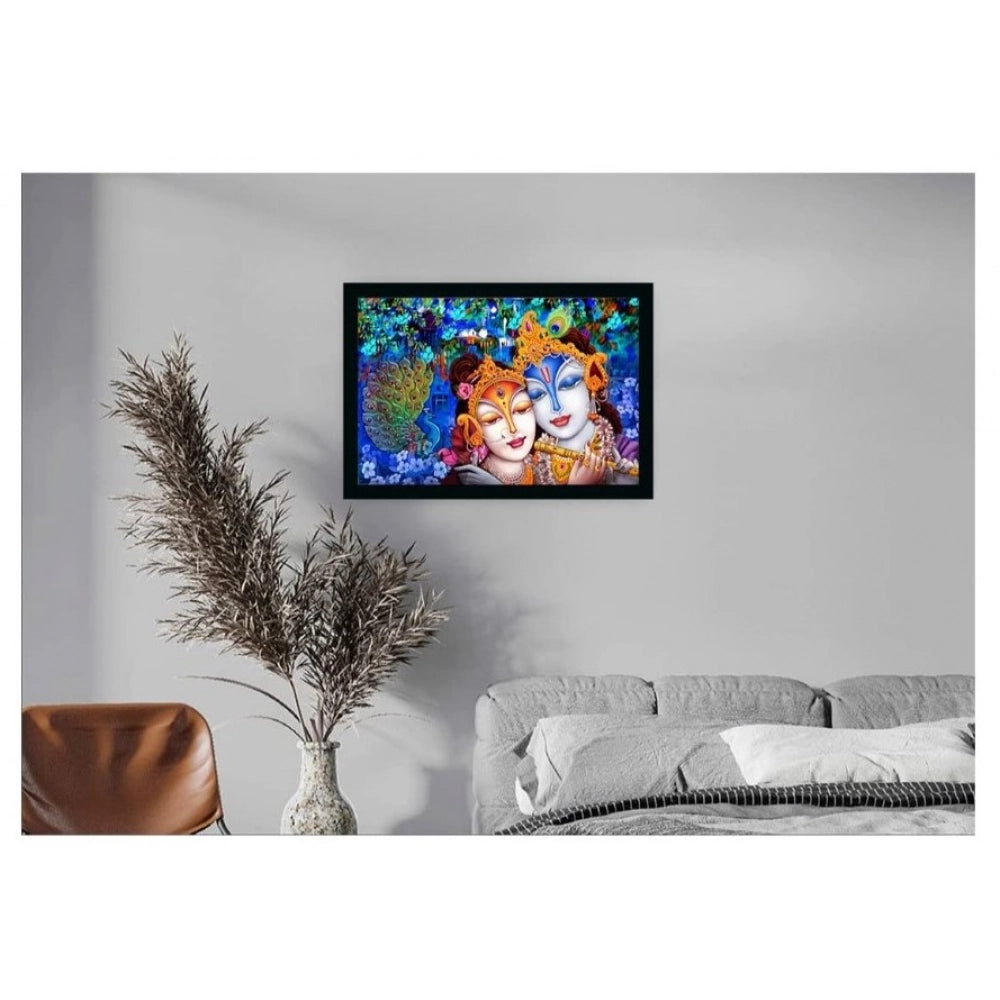 Generic Radha Krishna Painting with Synthetic Photo Frame (Multicolor)